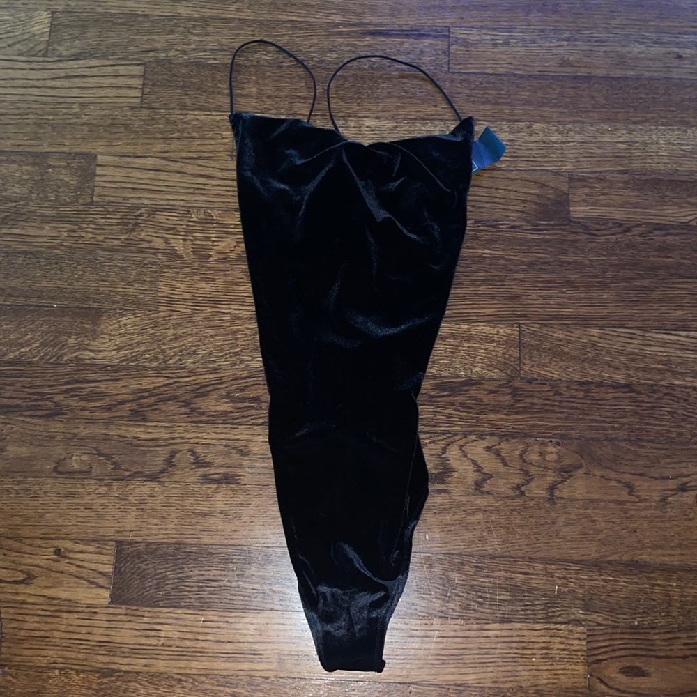 Abercombie & Fitch Velvet Cowneck Crossed Tanktop Bodysuit Thong